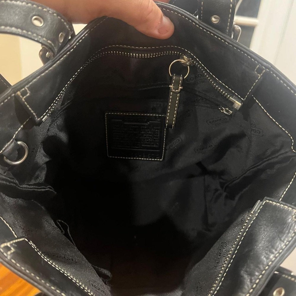 Y2k 2000s Black Leather Coach Hampton Tote Shoulder B… - Gem